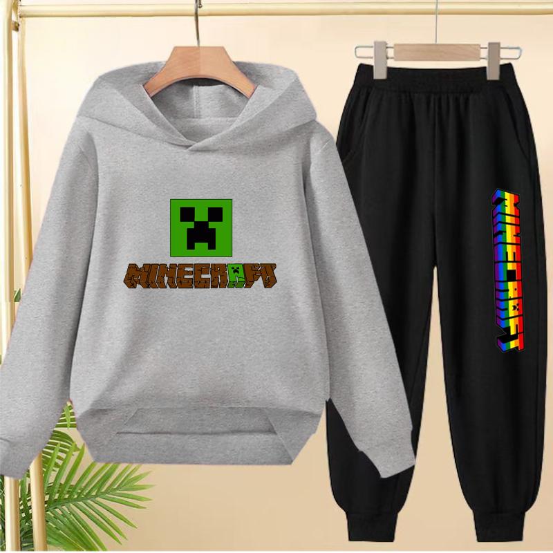Kids Game Spring Autumn Hoodie Casual Pullover Sportshirt Top+Pants Two-Piece Boys Girls 3-12Yrs Clothes Leisure Coat Sports Set