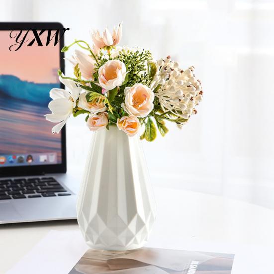 Plant Vase Flower Geometric Design Holder Smooth Surface Floral Container Stylish Nordic for Table Home Decoration