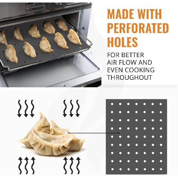 Reble Liners for Toaster Oven Air Fryer 9 x 11 Accessories Compatible with Breville, Black & Decker, Cuisinart, Emeril Lagasse + More, Perforated