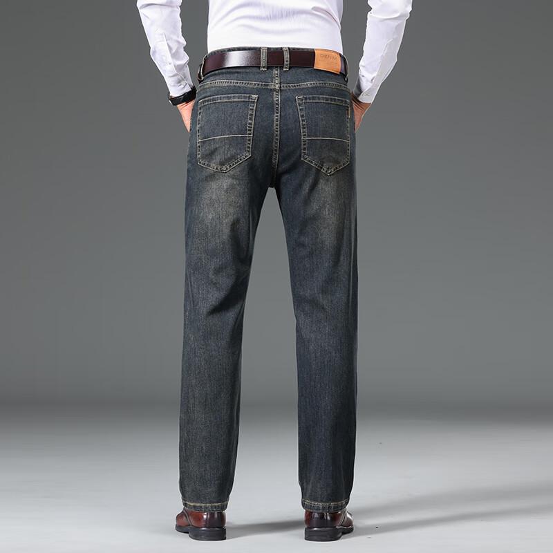 Yiliteng Men's Thickened Casual Straight-Leg Jeans YTMSDKY9346