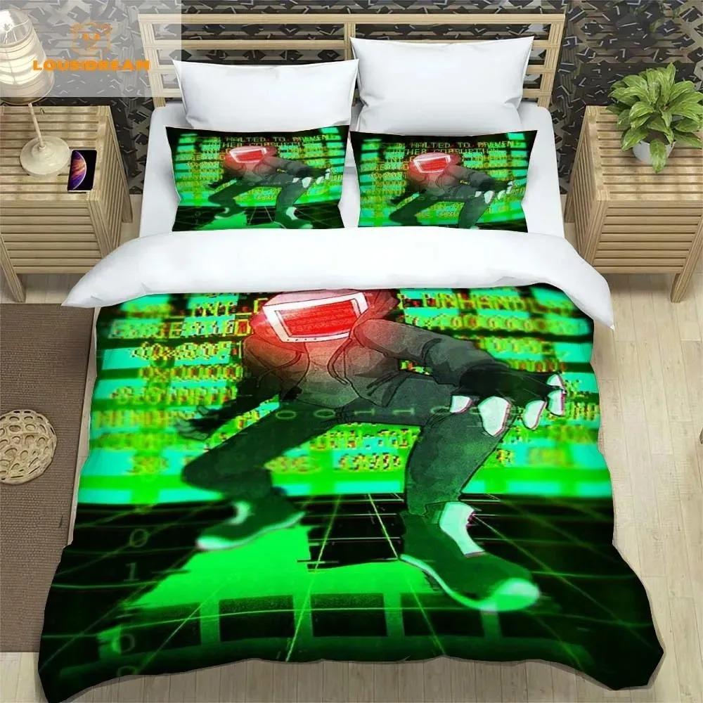 Skibidi Toilet Funny Kprl Speaker Cartoon Duvet Case Pillowcase Beddding Set Twin Full King for Boys Adults Bedroom