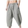 Men's Lazy Loose Cotton Hemp Harlan Pants Elastic Waist Drawstring Casual Pants