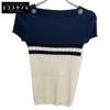 Темно-синий x Белый P53627 Трикотажный топ с коротким рукавом топы 34 Темно-синий x белый Б/у