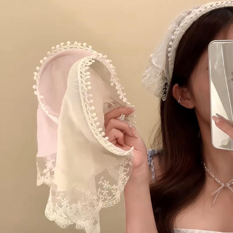 New Korean Sweet Lace Flower Triangle Hair Scarf Women Square Scarf Headband Pastoral Headdress Summer Seaside Hair Accessories