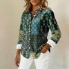 Женская рубашка-блузка с принтом и пуговицами, длинный рукав, повседневный базовый рубашечный воротник, обычный топ