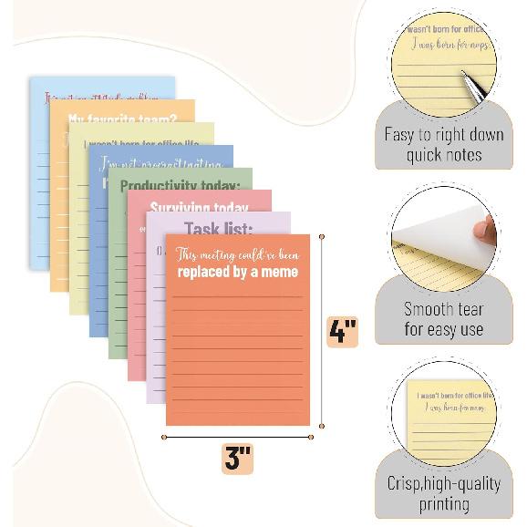 Mr. Pen- Sarcastic Sticky Notes and Funny Stylus Pens, 20 Pack, 3" x 4" Sticky Notes, 8 Pads, 240 Sheets, 12 Black Ink Funny Pens with Stylus Tips