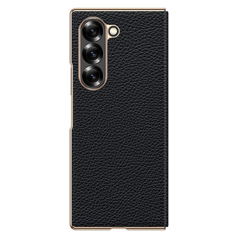Magnetic Flip Leather Case Galaxy Z Fold6 Fold7 Electroplated Litchi Texture Shockproof Phone Cover