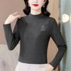 Autumn Winter Style German Velvet Thickened Warm Half Turtle Collar Hot Diamond Pullover Versatile and Comfortable Top for Women