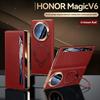 Премиальный чехол из натуральной кожи для Honor Magic V6, 360° вращающаяся подставка, умное окошко для ответа на звонки, защитная крышка для объектива