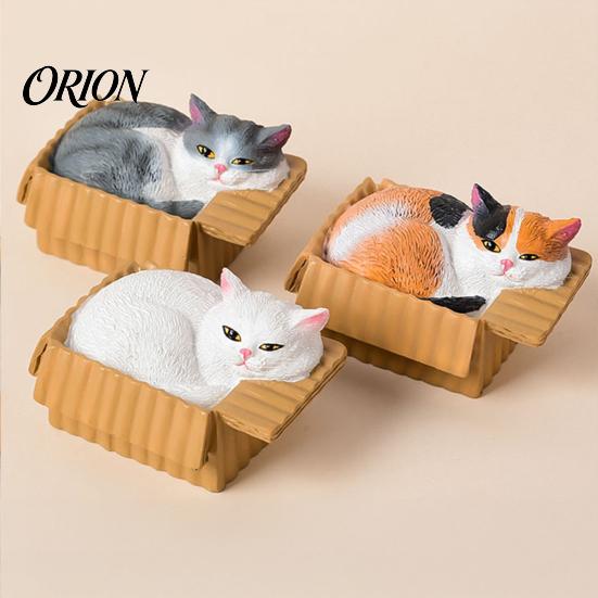 Экологичные мини-фигурки кошек из смолы, Имитация экспресс-коробки с фигурками котят, Милая водонепроницаемая статуэтка для рабочего стола, приборной панели автомобиля