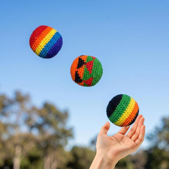 Colorful Crochet Footbag Sack Balls Soft Textured Beanbags for Kids Hand-Eye Coordination Outdoor Group Games Party Favors Kindergarten Sports