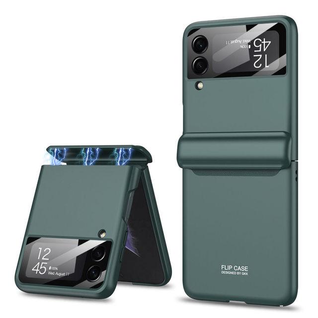 Для Samsung Galaxy Z Flip 4 Магнитный шарнирный чехол с защитной пленкой для экрана All-Inculsive Противоударный матовый чехол