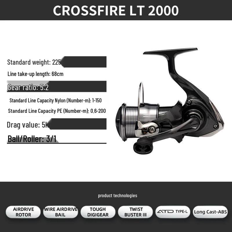 Спиннинговая катушка Daiwa CROSSFIRE LT - Легкая металлическая шпуля для дальнего заброса, Доступна в 26 моделях.