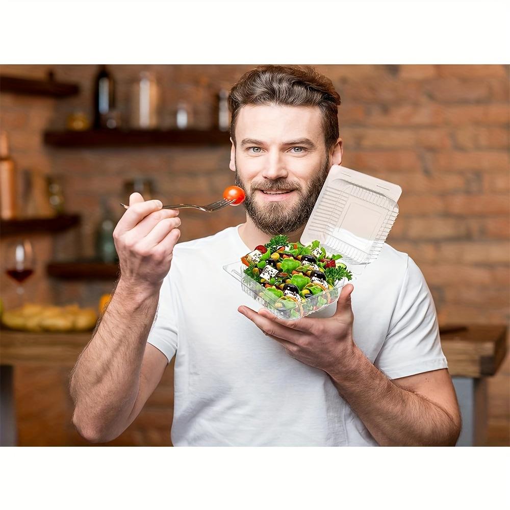 50 Pcs Clear Plastic Hinged Take Out Containers Disposable Clamshell Food Cake Containers with Lids for Dessert, Cakes, Cookies, Salads, Pasta