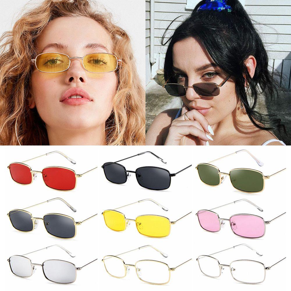 Fashion UV400 Steampunk Small Retro Shades Sun Glasses Metal Frame Rectangle Sunglasses