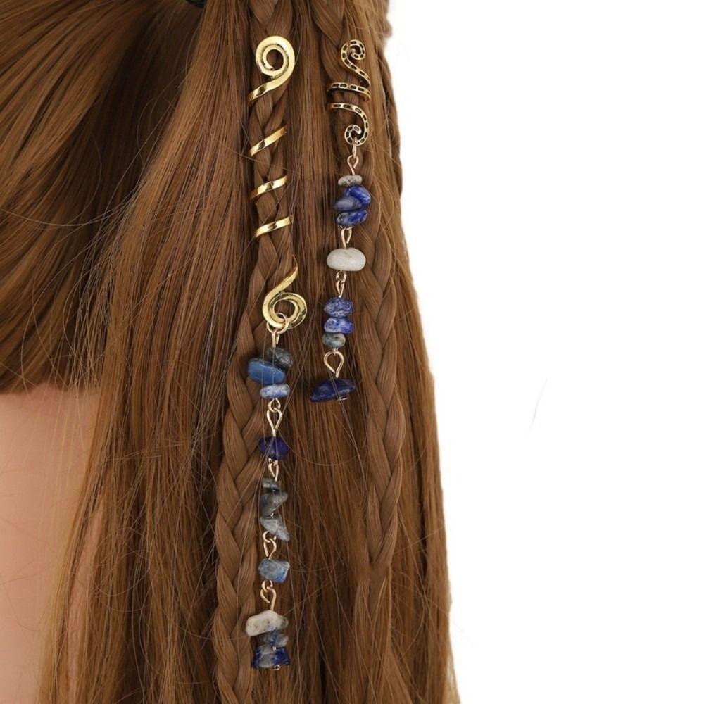 2Pcs/Set Long Tassel Spiral Dreadlock Hair Clip Braiding Hair Tie Women Dreadlock Styling