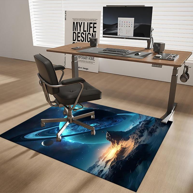 1pc Ethereal Space Scene with Saturn Chair Mat - Office Desk Pad, Non-Slip Carpet for Home Decor, Suitable for All Seasons, Ideal Gift for Holidays.P0
