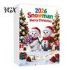 Holiday Party Supplies Snowman Advent Calendar, 24Pcs Acrylic 2D Hanging Ornament Set Christmas Scene Decoration with Bouquet Flowers, Tree
