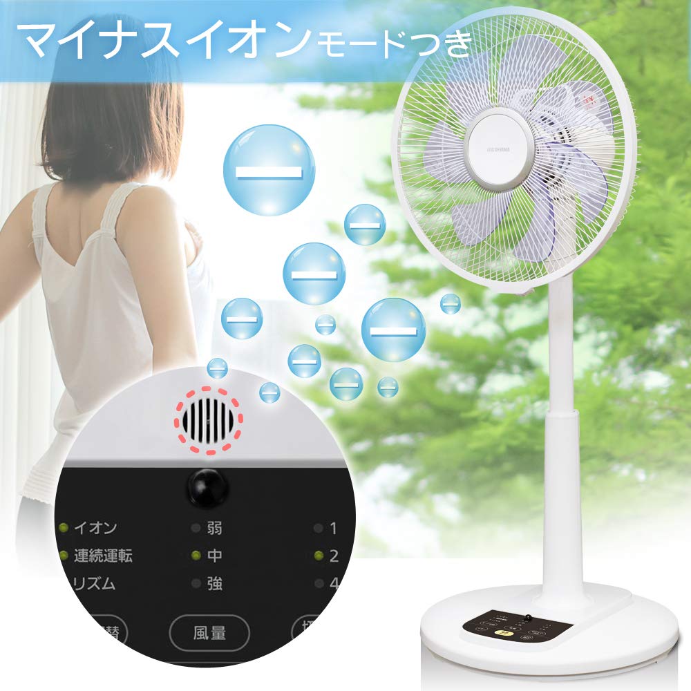 Iris Ohyama Negative Ion 7 3 Levels of Air Remote Timer Living Room White Fan, Mode, Blades, Oscillating, Volume, Control, Function, Ventilation, Fan,