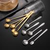 Stainless Steel Tea Coffee Mixing Spoon Sakura Rose Golden Tableware Long Handle Dessert Mug Spoons Kitchen Cutlery Accessories