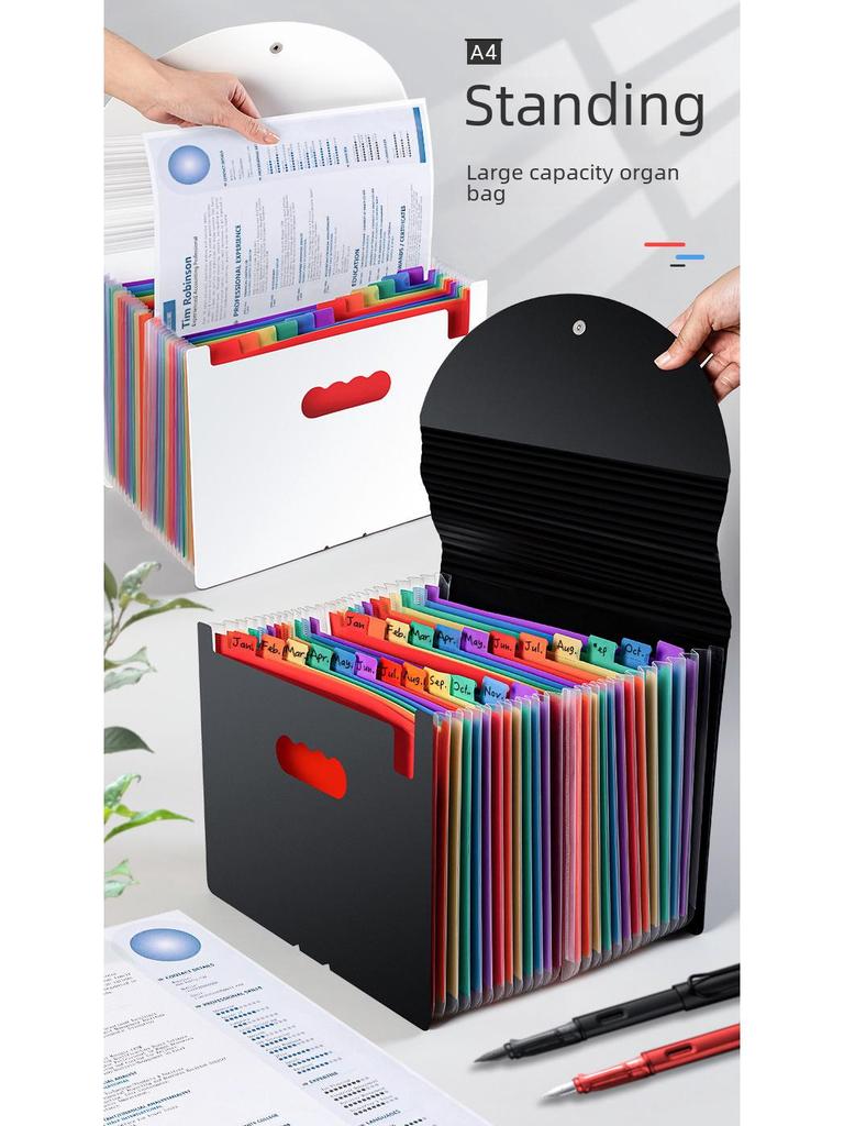 Многослойная сумка-органайзер для документов Rainbow 24-Grid с пряжкой-веревкой