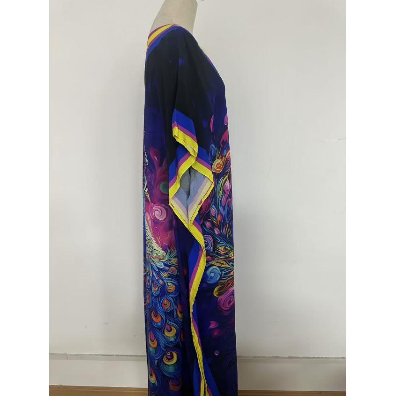 Плюс Размер Женщин Новый Принт Пляжный Свободный Праздничный Платье Бикини Накидка