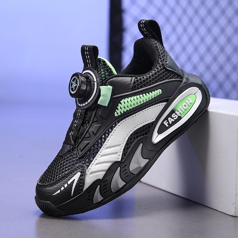 Youth style shoes Kids Breathable Mesh Running Shoes With Rotating Buckle Boys Girls Lightweight Outdoor Indoor Sport Sneakers