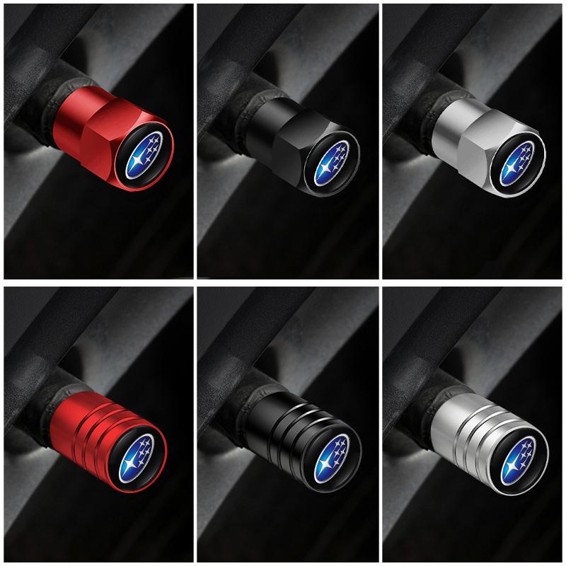 4pcs Car Logo Tire Valve Nozzle Cap Alloy Accessories For Subaru WRX STI Tribeca Crosstrek XV Forester BRZ Impreza Smart Outback uyu8