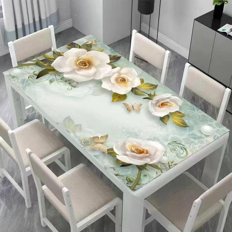 Кожа ПВХ кофейный столик обеденный стол скатерть водонепроницаемая маслостойкая защита от ожогов грязеотталкивающая и не требующая стирки современный простой милый пасторальный стиль