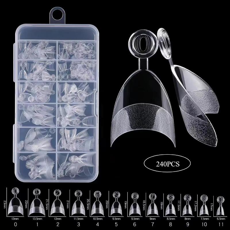 240pcs Half Cover Almond Pre-filed Nail Tips Half Matte XS Press On Fake Nail Extension for Small Tiny Nail Bed 12 Sizes In Box