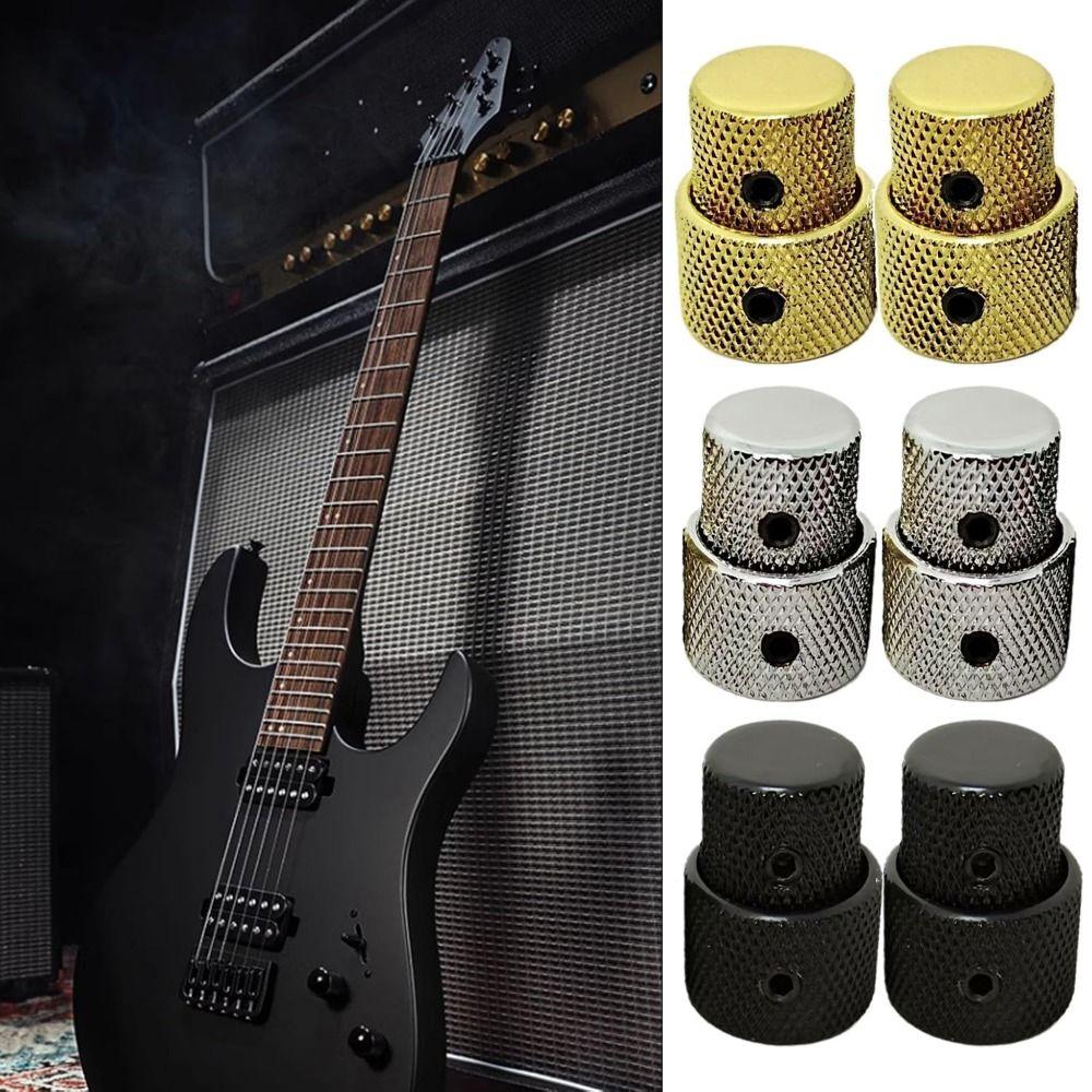 3Pcs Domed/Flat Dual Concentric Stacked Control Knobs Tone Volume Blend Knobs Cover  Electric Guitar