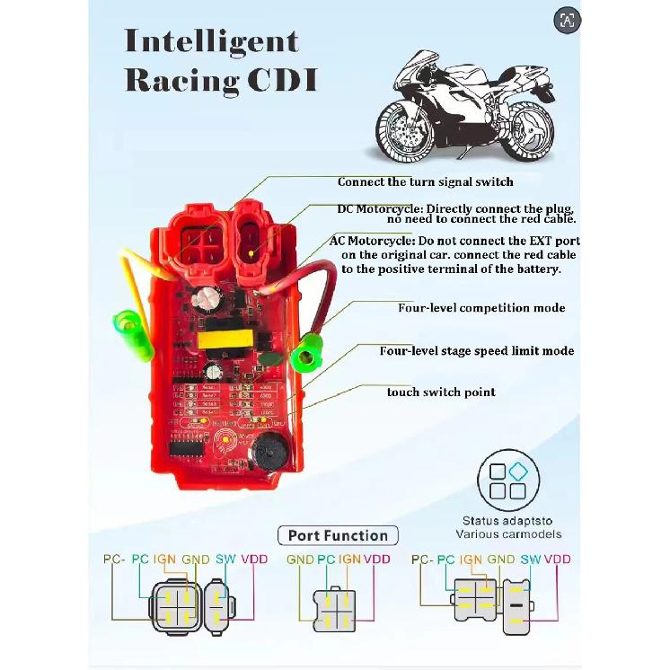 for RX150 RX125 FT150 FT125 CGL125 XR250R Future 125 XY 125 150 Speed limit 6 Pin CDI Motorcycle Racing CDI Ignition Smart Touch