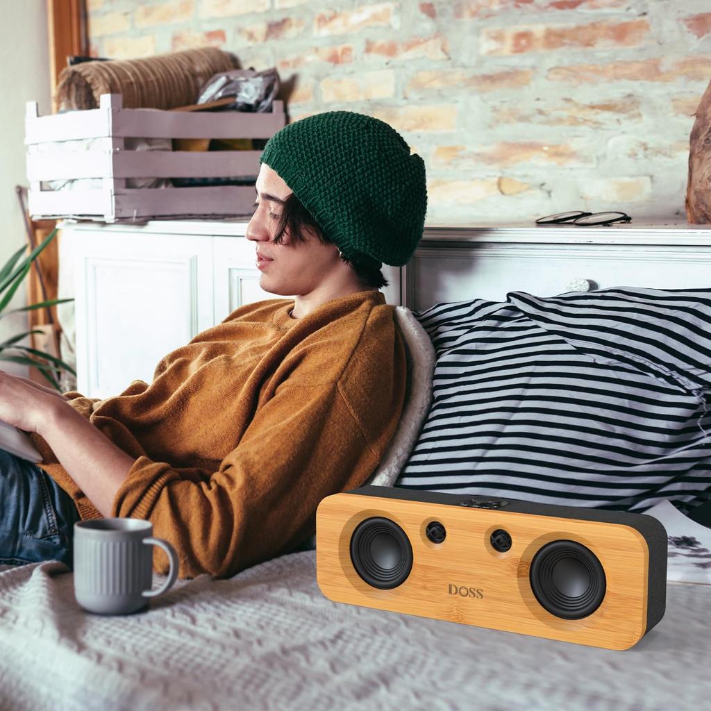 DOSS SoundBox H200 Bluetooth 50 Вт Мощный 35 часов Беспроводной Стерео Высокопортативный Двойной DSP Глубокий Коаксиальный Подходит для Динамика, Бамбук, Звук, Воспроизведение,