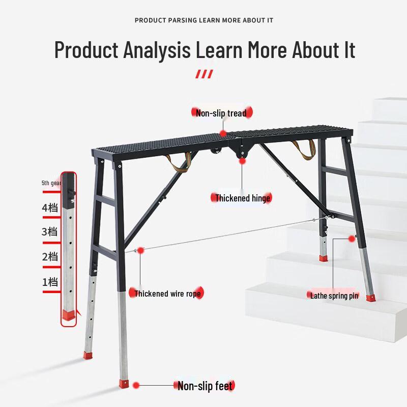 JINGGENG Upgraded Folding Adjustable Scaffold Stool