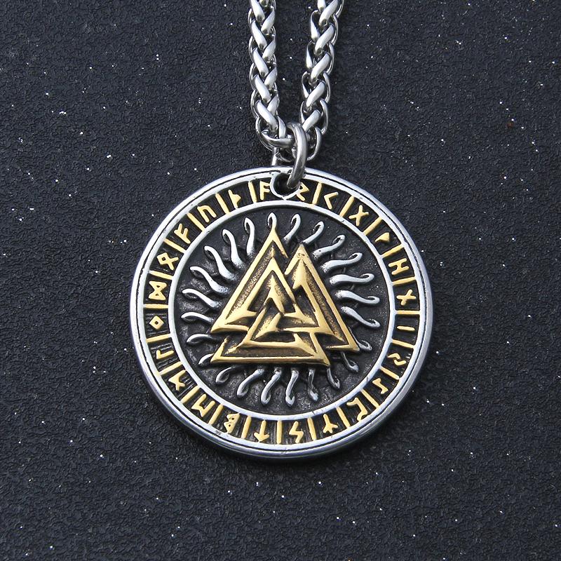Норвежский скандинавский викинг ожерелье персонализированная руна мода треугольник мужской кулон ювелирные изделия из нержавеющей стали