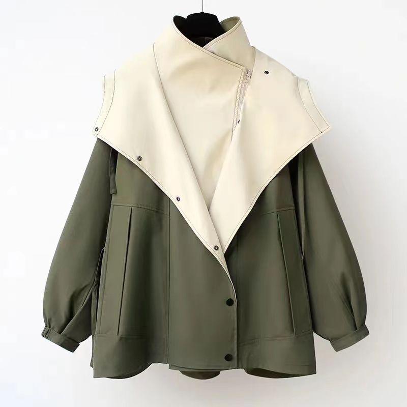Stylish and Casual Autumn Windbreaker Jacket with Waist Drawstring Coat