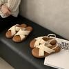 Flat-bottomed Retro Woven Small Cool Slippers Women's Shoes Summer Wear 2025 New Summer Beach Sandals