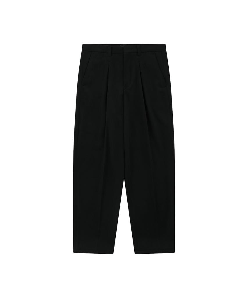 Honguseong Wide Wool Inverted Pleats Trousers_Black