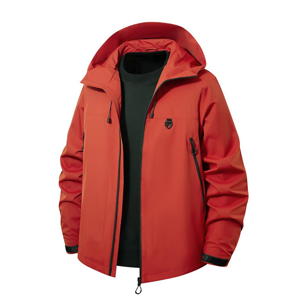 Men's Hooded Jacket Waterproof Wear-Resistant Casual Sports Outdoor Mountaineering Jacket