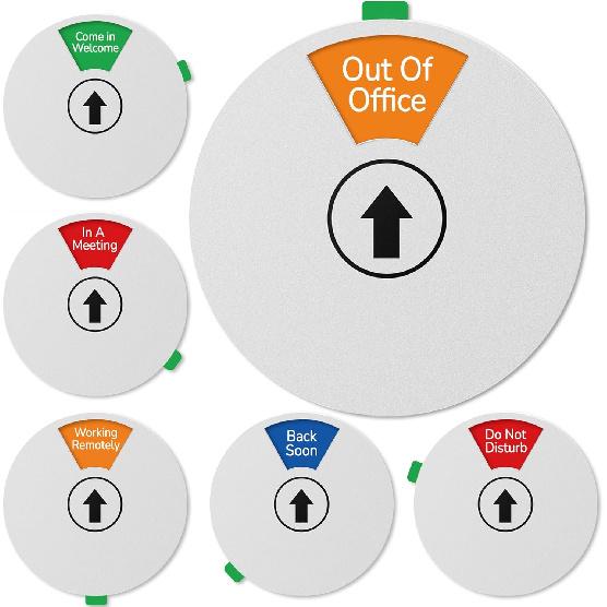 Door Sign 6 Options-Do Not Disturb,Out Of Office,In A Meeting,Please Knock,Back Soon,Working Remotely,Privacy Office Sign for Door 6 Inch, Brushed