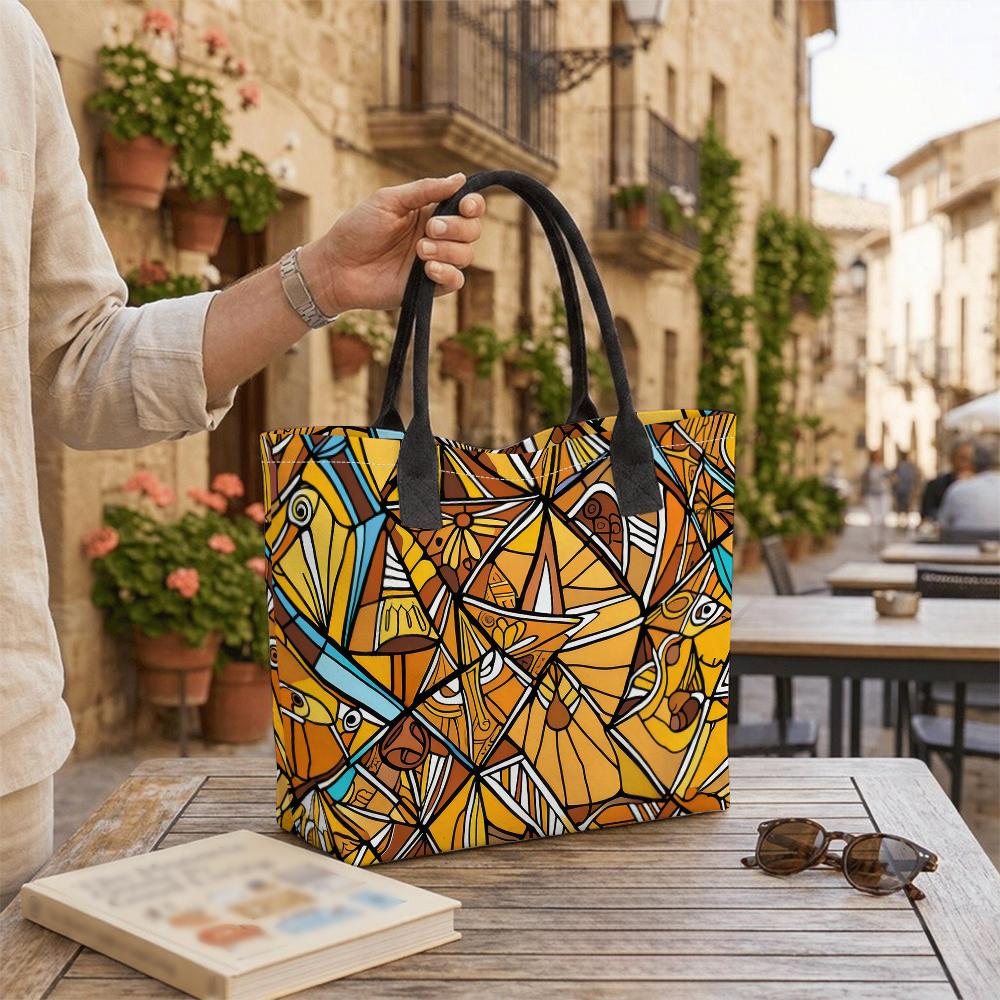 Bohemian Geometric Print Tote Bag Large Capacity Casual Shoulder Bag for Daily Use