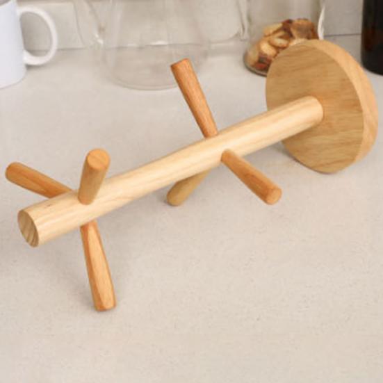 Деревянный держатель для кружки, дерево, 6 крючков, сверхмощный многофункциональный органайзер для чашек чая, кофе, вешалка, подставка для хранения, сливная стойка, товары для дома