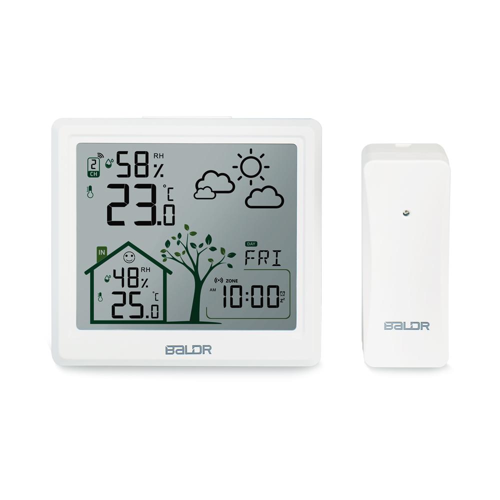 Baldr 4.9" Smart Digital Thermometer Hygrometer Weather Station Alarm Clock Comfort Tips Frosting Point Wireless Forecast Sensor