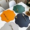 1/4/6PCS Round Placemats Sets Luxury Faux Leather Table Mats Pad Table Sets Embossed Flower Shaped Place Mats