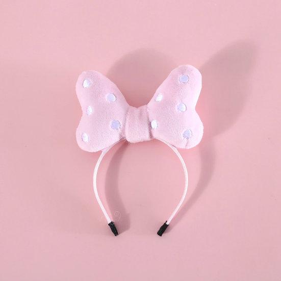 Повязка на голову для питомца, контрастного цвета, с большим бантом, в горошек, эластичная, противоскользящая, для нарядного вида