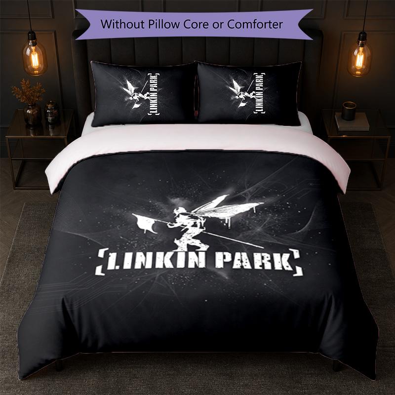 Linkin Park Print 3Pcs Bedding Set Duvet Cover With Two Pillowcases Soft Bed Linen For Household Bedroom