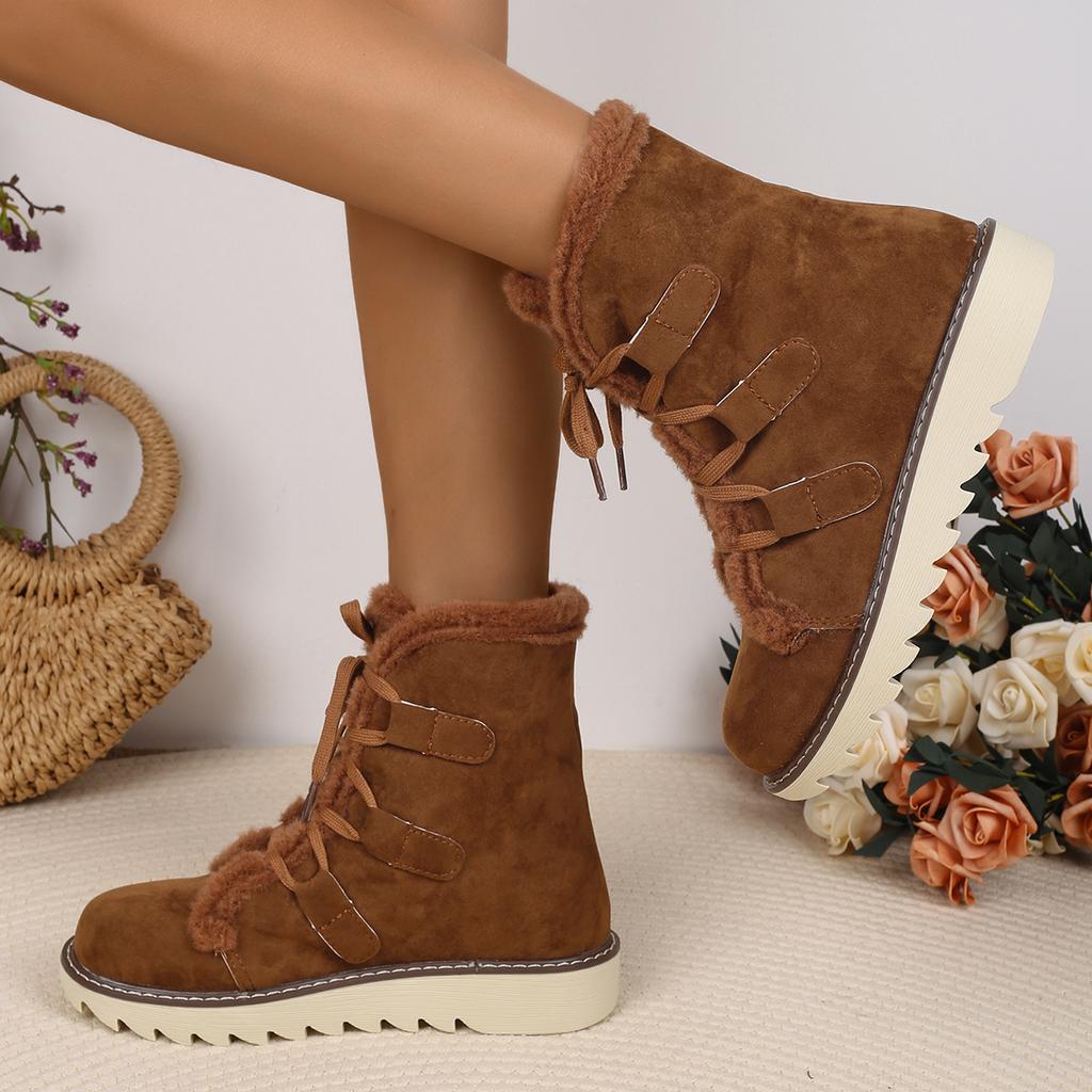 Fashion Women Fashion Flat Snow Boots Comfortable Strap Anti-slip Short Ankle Boots Winter New Round Designer Shoes Zapatos De Mujer