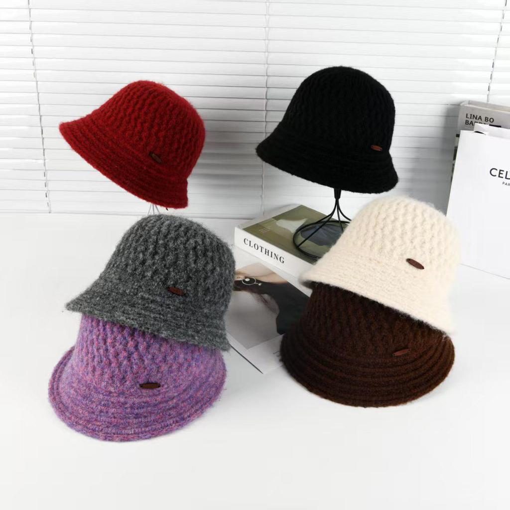 Зимняя панама с большой головой - Однотонная вязаная из кашемировой шерсти, Ветрозащитная и теплая, в стиле рыбака