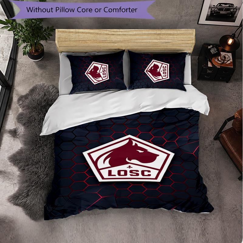 LOSC Lille FC Themed Bedding 3Pcs Duvet Cover Set Decorative Bed Linen For Teen Room Home Decoration