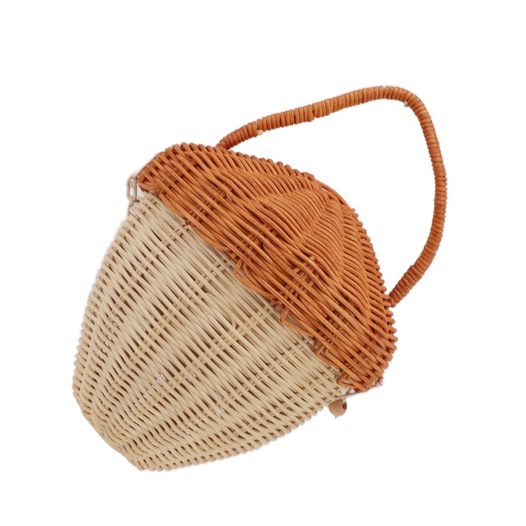 Rattan Storage Basket Mushroom Shape Decorative Woven Fruit Basket Wall Hanging Storage Basket with Lid Photo Prop Room